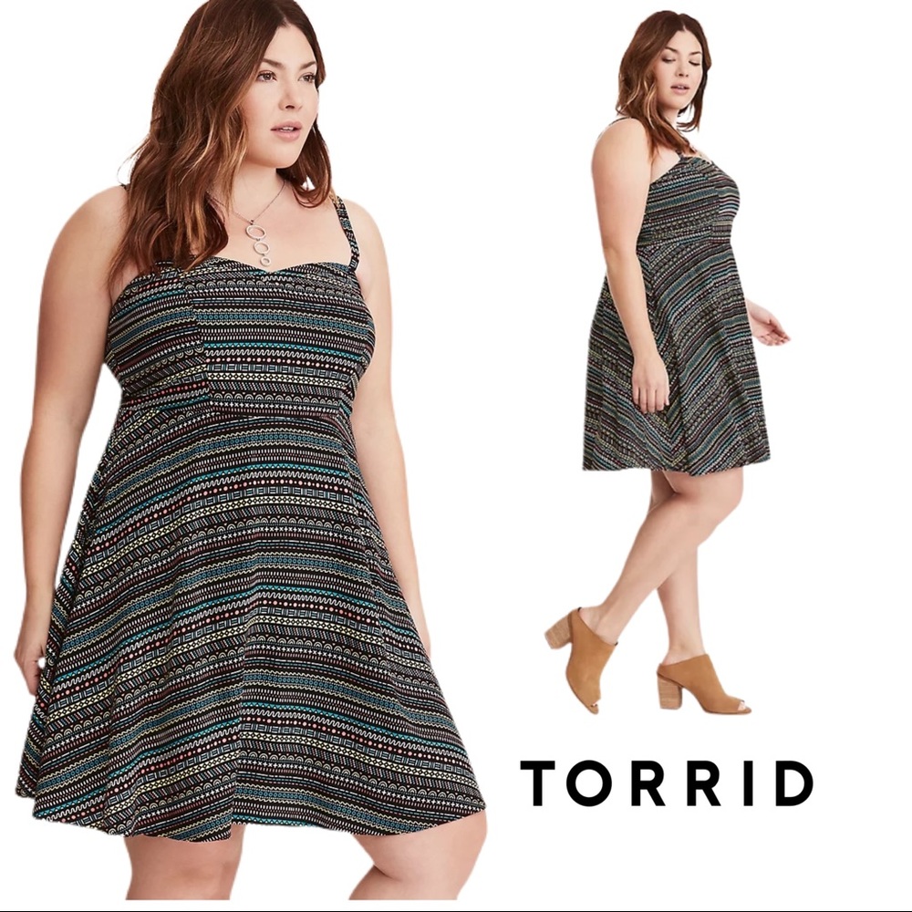 TORRID MULTI PRINT CHALLIS TANK DRESS